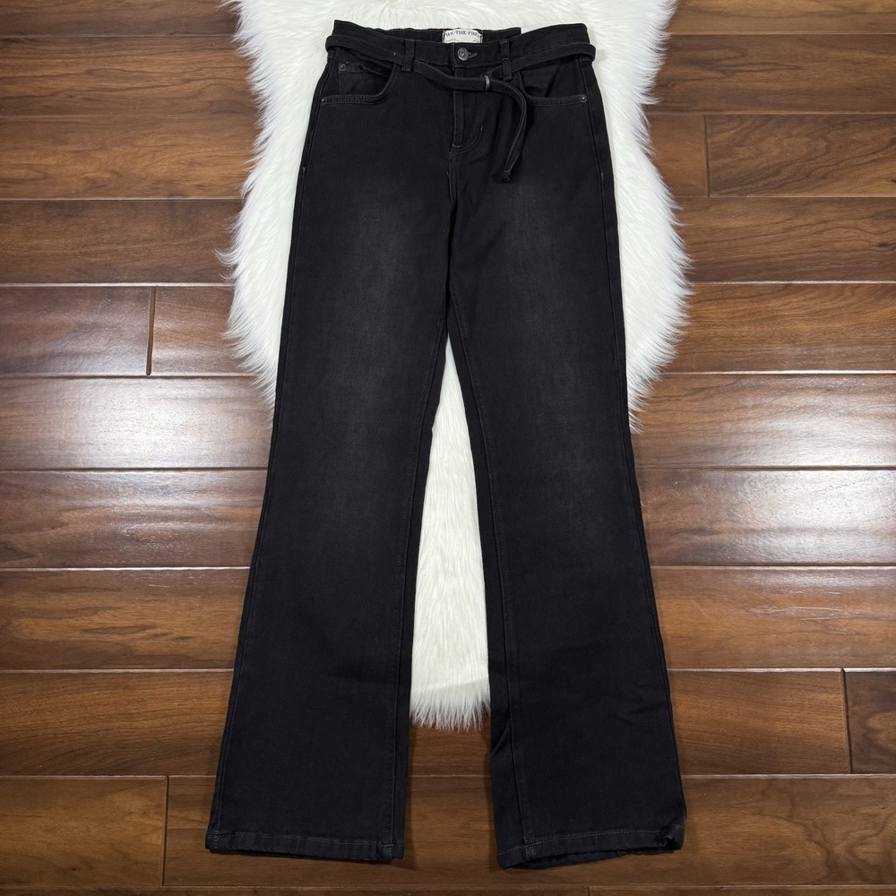 NEW We the Free People Size 28‎ Black Sabine Belt Slim Straight Leg Denim Jeans